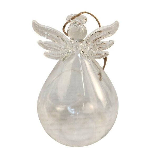 Blown Glass Angel Ornaments Holding a heart Set Of 2 Plant or Candle Holder Chri - Picture 6 of 11
